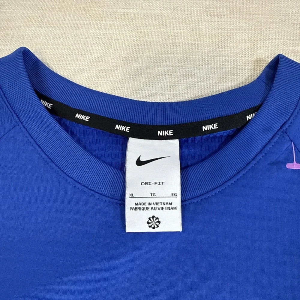 Nike Dri Fit Pregame Top Mens XL Blue Logo Warmup Pullover Training Sweatshirt